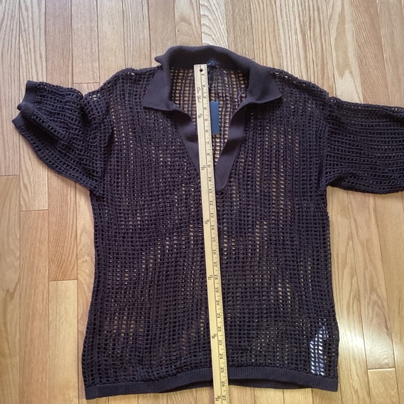 NWT Massimo Dutti Crochet-Style Polo Brown Size Medium - Picture 8 of 12